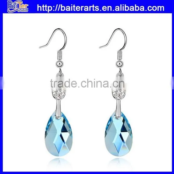 Fashion Women's Blue Stone Hook Crystal Earring Light Blue Crystal Earrings photo-4