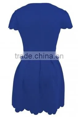 China Manufature White Sweet Scallop Pleated Skater Dress For Womens photo-3