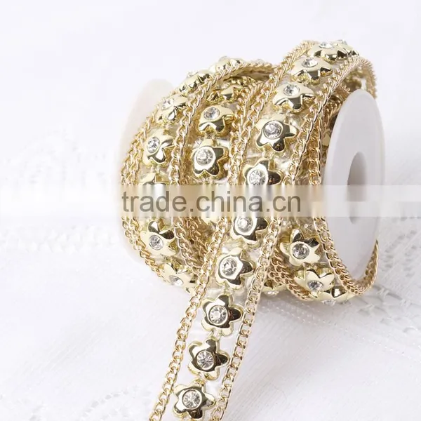 Hot Fix Rhinestone Chain Trimming Clear Glue Base Cup Chain photo-2