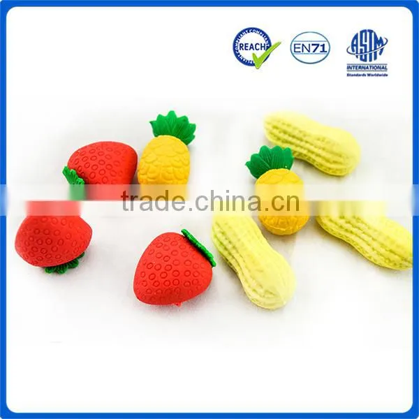 2016 Promotion fancy kids gift TPR Mini 3D fruit eraser with customers own design