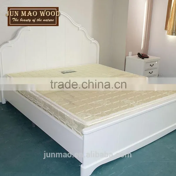 Design Bed Room Furniture Solid Wooden White Double Bed 1.8m photo-2