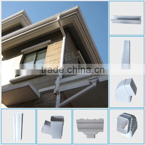Guangzhou Plastic Building Material Wanael 5.2,7inch PVC Rectangular Rain Gutter, Gutters and Downspouts