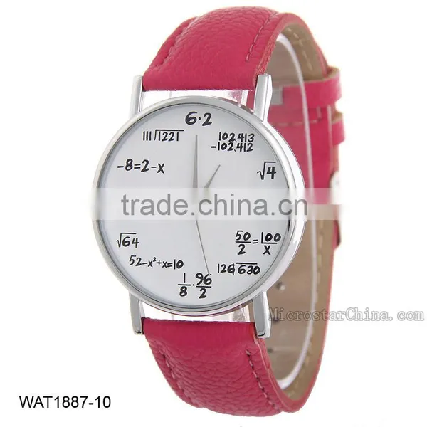 Creative Personalized Mathematical Formula Pink Leather Wrist Watch photo-5