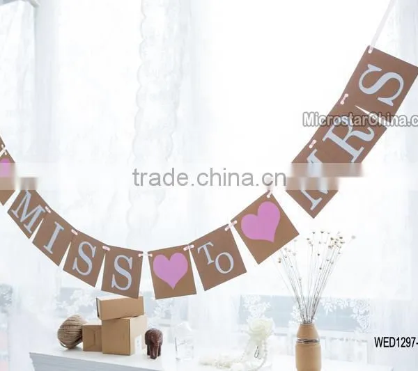 New Handmade Brown FROM MISS TO MRS Wedding Bunting Banner Photo Booth Props photo-3