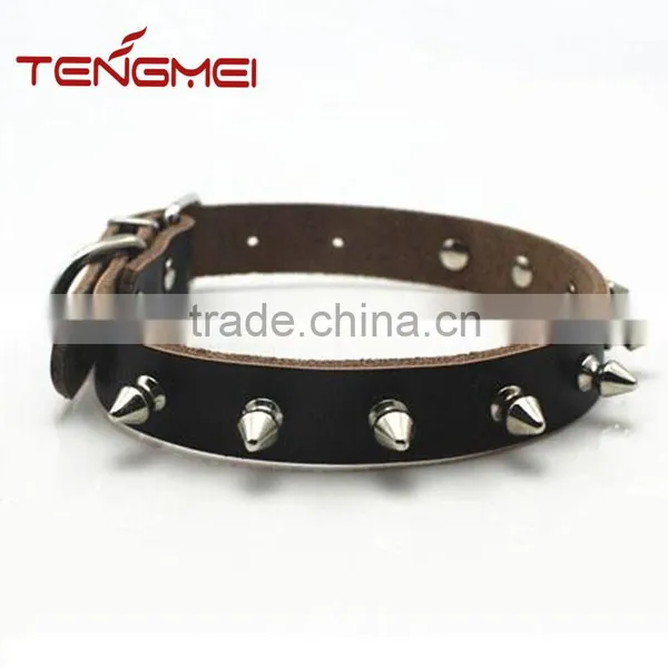 Black Large Spiked Leather Dog Collar With Many Size photo-4