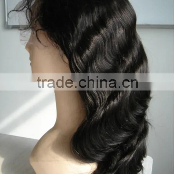 16inch Body Wave Natural Black Brazilian Virgin Human Hair Full Lace Wigs Swiss Lace Silk Base OEM Professional Factory Price photo-3