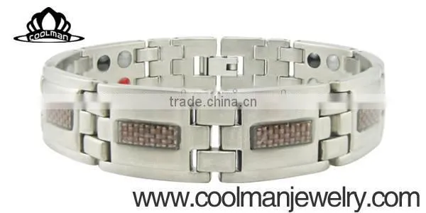 Men Titanium Bracelet Wood Inlay Pure Titanium Magnetic Bracelets