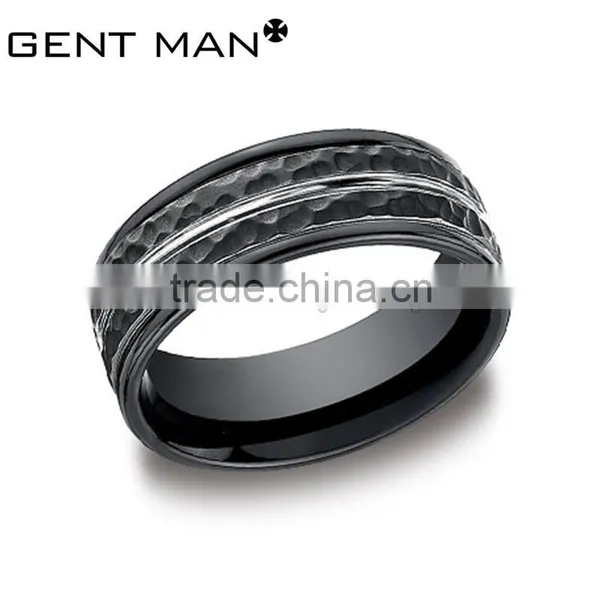 Surface Etched Titanim Steel Ring Men's 316L Stainless Steel Rings Jewelry photo-3