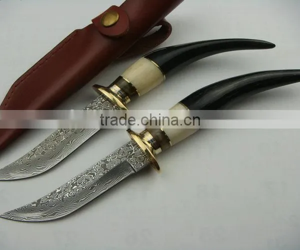 OEM Ox Horn/Camel Bone/Brass Handle Damascus Knife photo-6