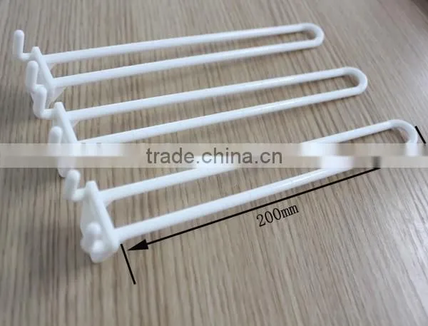 Supermarket White Display Double Wire Loop U Shaped Plastic Pegboard Hook photo-3