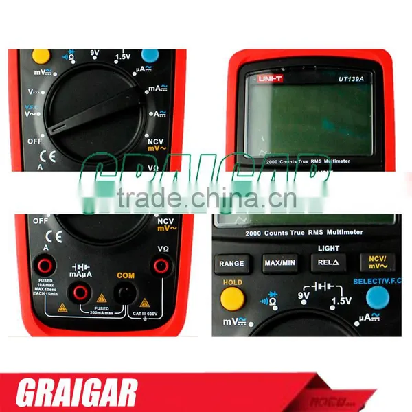 True RMS Digital Multimeters UNI-T UT139A AC DC Voltage and Current Auto Range Handheld Multimeter photo-4