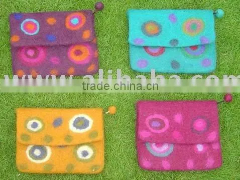 Nepal Handmade Felt Cute Girls Flower Small Coin Purse