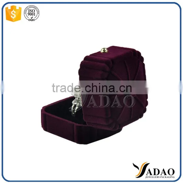 Unique High Quality Purple Custom Velvet Jewelry Boxes Ring Packaging photo-6