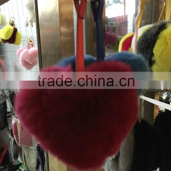 Heart Shape Fur Keychain/Real High Quality Fur Keychain For BAG/KEY photo-3
