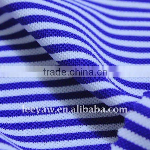 100% Poly Pique Stripe Fabric With Wicking Finish