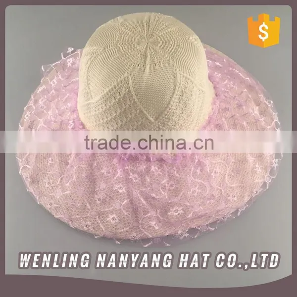 Nice Lace Decoration Stylish Summer Hat Wonder Women Straw Hat photo-2