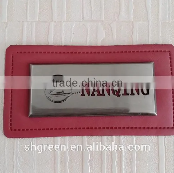 Metal Plate Overcoat Leather Label With Color Varnish photo-2