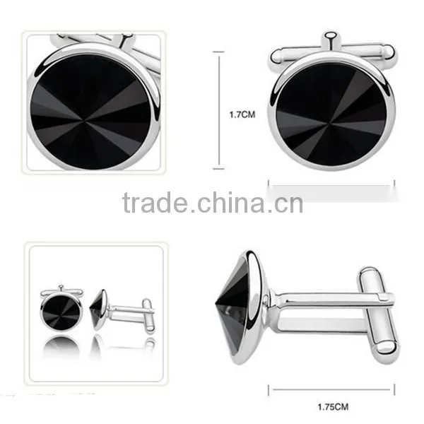 Europe High Polishing Cufflinks Silver Metal Copper Silver Cuff Link Crytsal for Men Shirts photo-4