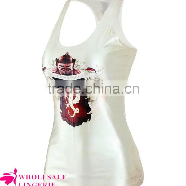 2015 Summer Style Printed White Cheap Womens Tank Tops for Sale photo-6