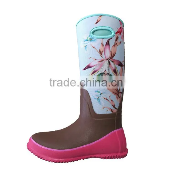 Ladies Vintage Long Patterned Rubber Boots photo-2