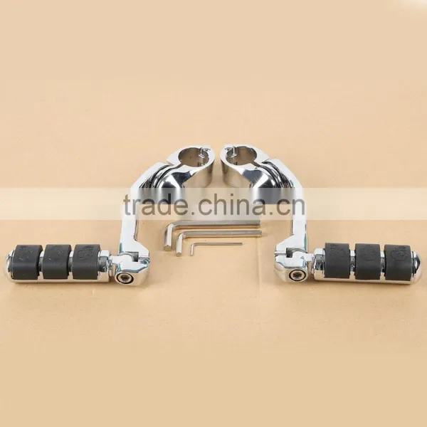 360 Degree Adjustable Highway Footpeg Footrests For Universal 32mm Chrome photo-5