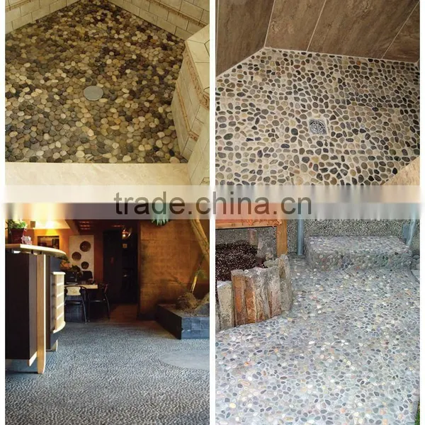 Flat River Stone Black Pebble Tile Flooring photo-3