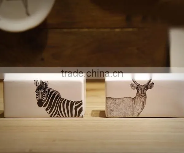 High Quality Zebra and Beer Rectangle Ceramic Candle Holder photo-5