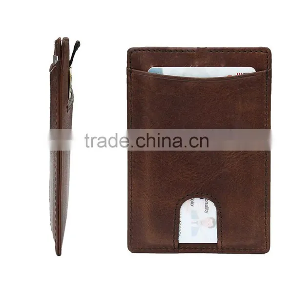 TIANHOOO Slim Card Sleeve Top Quality Italian Leather Ultra Thin Card Holder Minimalist Front Pocket Wallet for Men photo-2