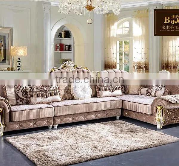 M878 Living Room Furniture Classical Solid Wood Frame Fabric Sofa/fabric Big Corner Sofa photo-2