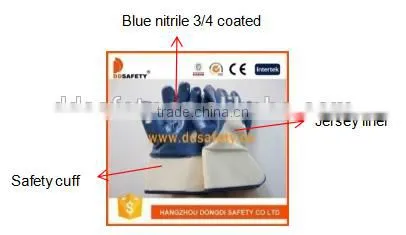 DDSAFETY 2017 Cotton With Blue Nitrile Safety Gloves Nbr photo-2