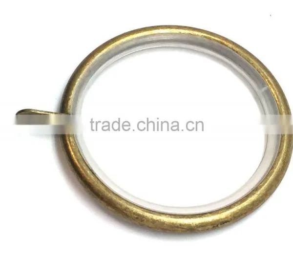 Steel Antique Brass Plated Silent Curtain Rod Ring With Fixed Eyelet ID35mm/OD42mm photo-3