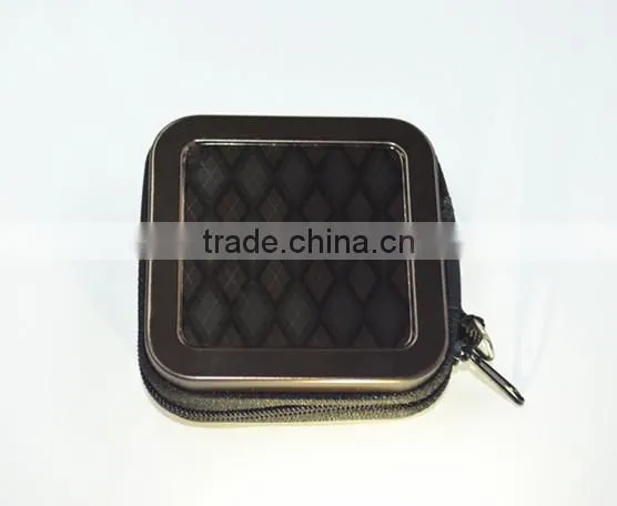 Hot Sale Small Metal Money Box Coin Box Chage Box Case With a Zipper