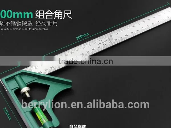 Berrylion 300mm High Grade Stainless Steel Combination Square Rulers photo-3