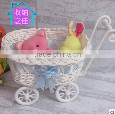 Flower Basket Trolley ;Weave Basket;trolley photo-3
