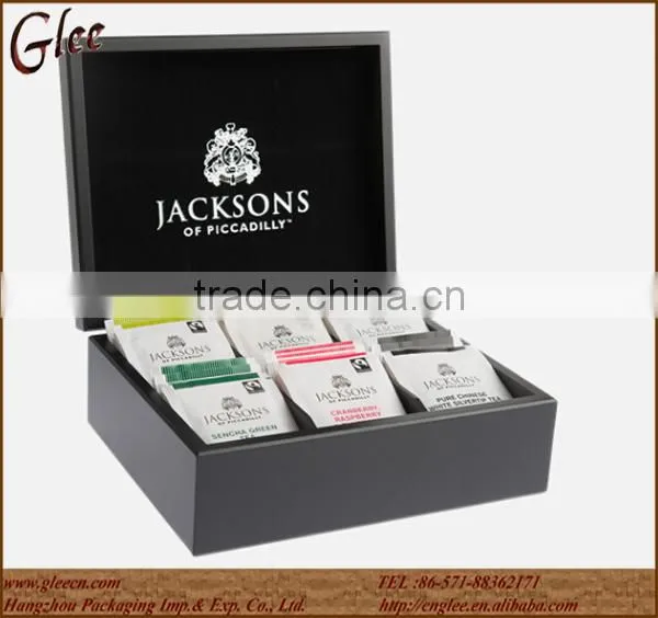 French Tea Box Storage 6 Six Compartment Wooden Tea Chest photo-2