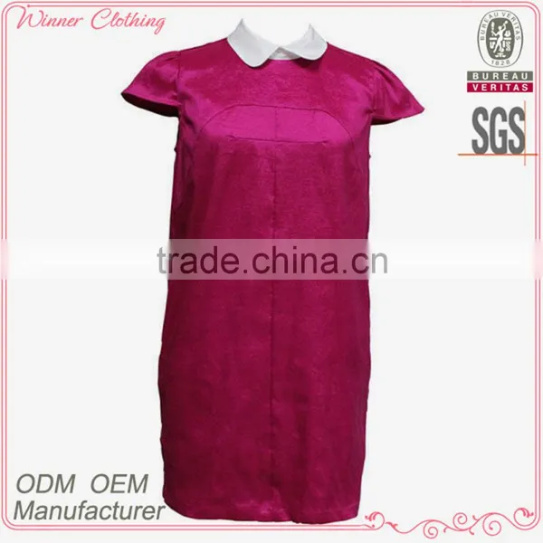 Lady's Top Fashion Peter Pan Collar Shniy Big Size Pictures Semi Formal Dresses