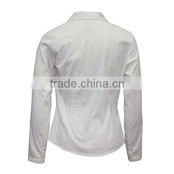 Fashion 2016 Summer Formal Long Sleeve Elegant White Stripe Shirts for Women photo-3
