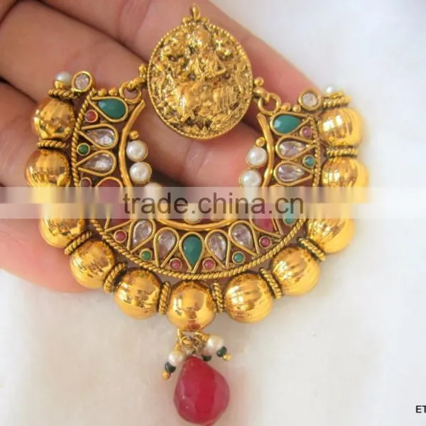 Dangler Gold Tone Dangler POLKI EARRINGS photo-2