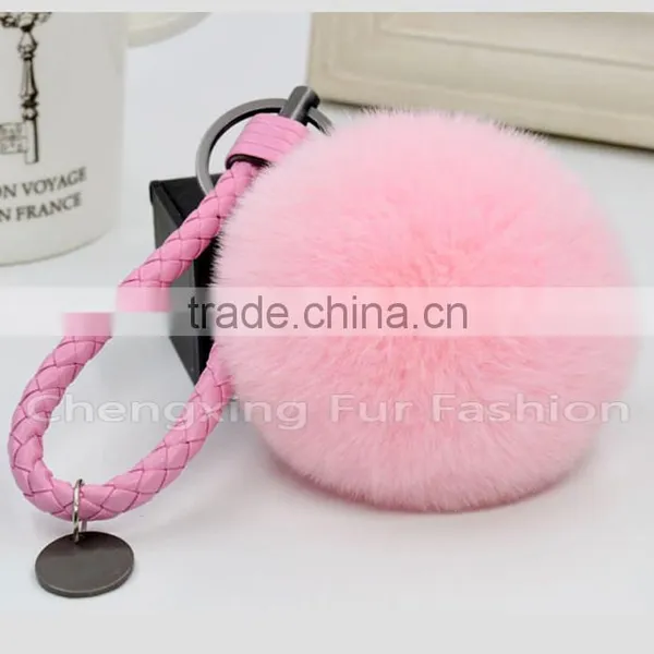 CX-R-24 Genuine Rabbit Fur Ball Mobile Phone Gift Fur Pom Pom Keychain photo-5
