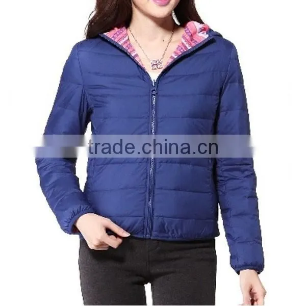 2015 High Quality Woman's Outdoor Breathable Two Sides Wear Short Padded Jacket photo-4