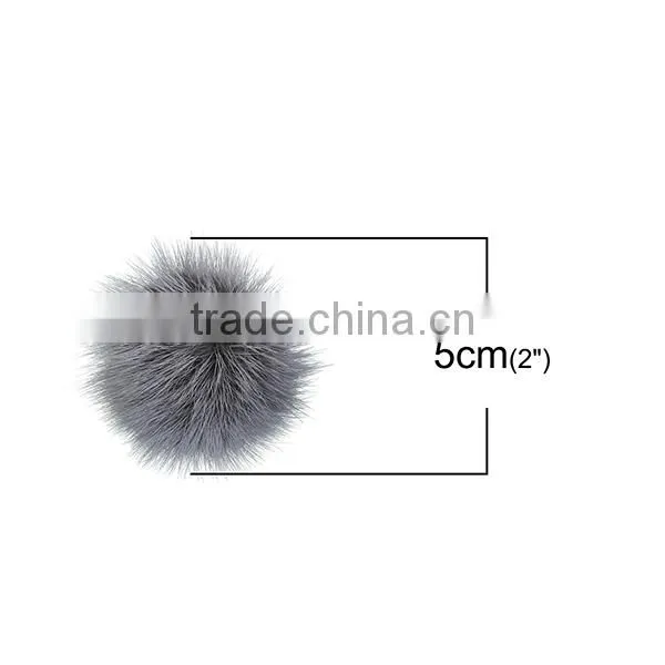Christmas Decorations Dark Gray 50mm Sable Fur Craft Pom Balls photo-2