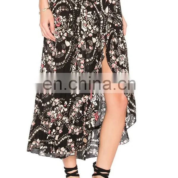 Hot Sale Sexy Ladies Hawaiian Floral Printing Skirt With Side Split photo-2