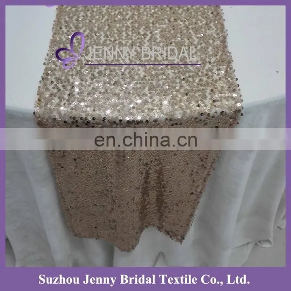 SQN#18 Jenny Bridal Modern Champagne Sequin Table Runner photo-2