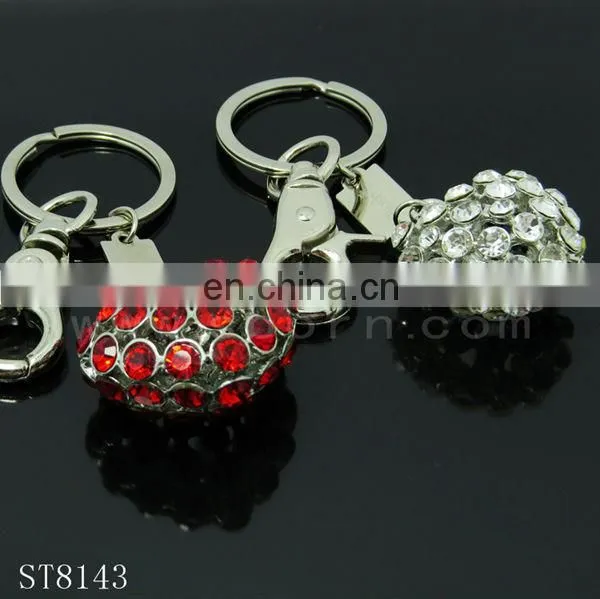 Fashion Heart Shaped Metal Keychain With Crystal Diamond for Wedding Gift photo-6