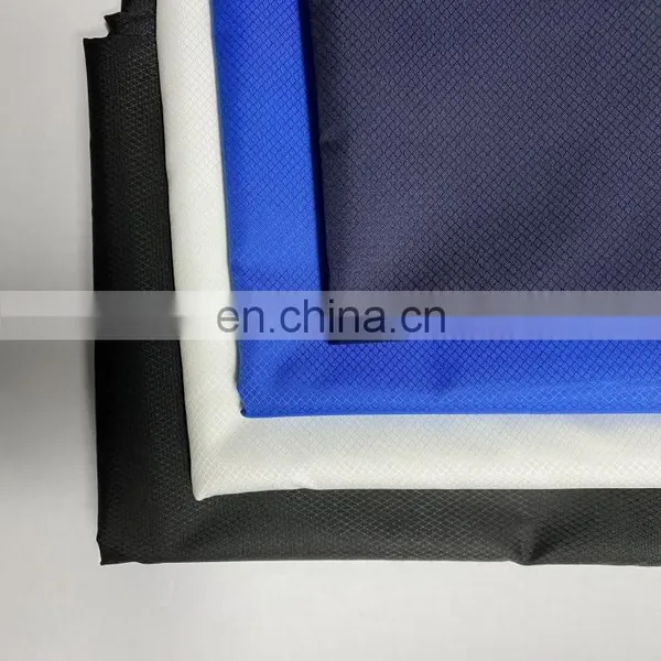 240T Pongee Fabric W/R Poly Diamond Ripstop With Milky PU Coated Polyester Windbreaker Jacket Fabric photo-5