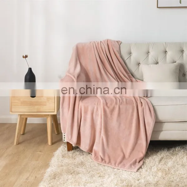 Drop Shipping 7 Days Convenient Delivery Plain Pink Travel Airplane Sofa Fleece Blanket With Samples photo-6