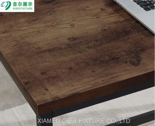 Wood Computer Desk With Bookshelf Industrial Vintage Work Table photo-5