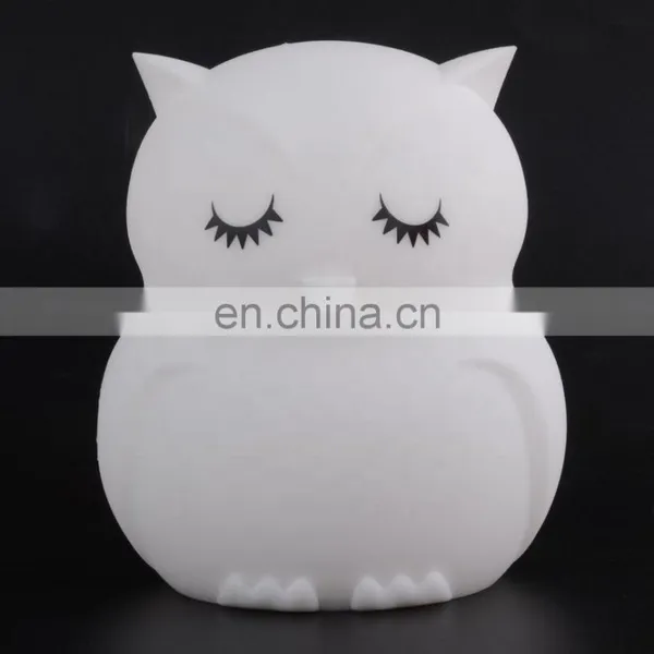 Children Cartoon Cute 3D Owl Shape Silicone Lamp Baby Colorful Sleeping Lighting Touch Night Light for Kids photo-3
