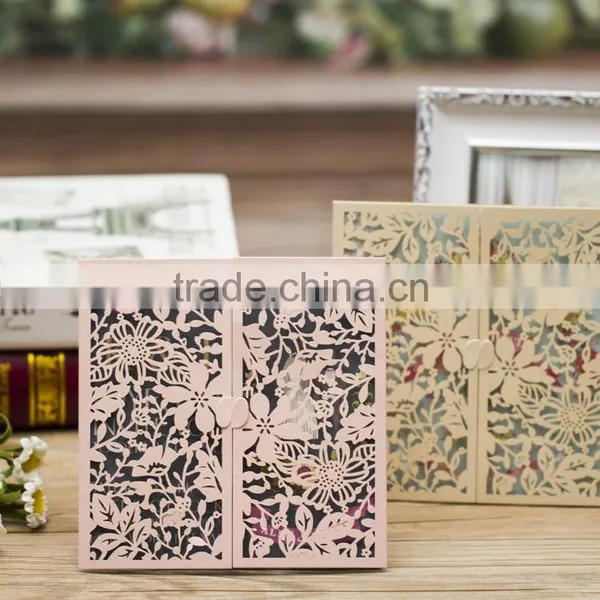 Gate Fold Natural Theme Elegant Laser Cut Wedding Invitation Card Rustic photo-5