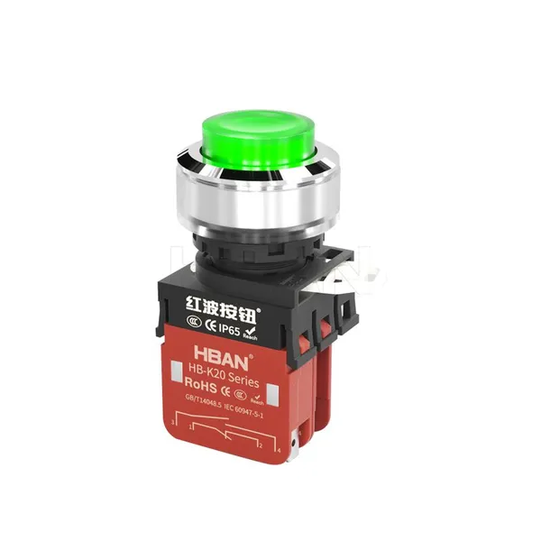 Ip65 30mm High Head Green Dot Led Light 24v 1no 1nc Lamp Push Button Switch